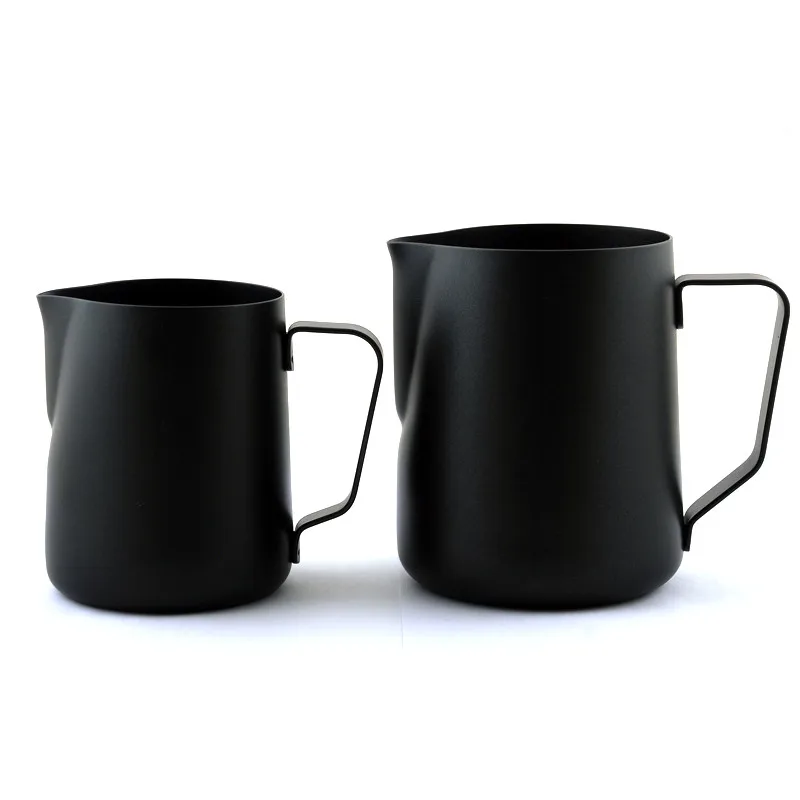 Черная кофейная кружка с антипригарным покрытием, чашка, кувшин из нержавеющей стали для эспрессо, молока, кофе, вспениватель, кувшин, кружка, 350 мл/600 мл