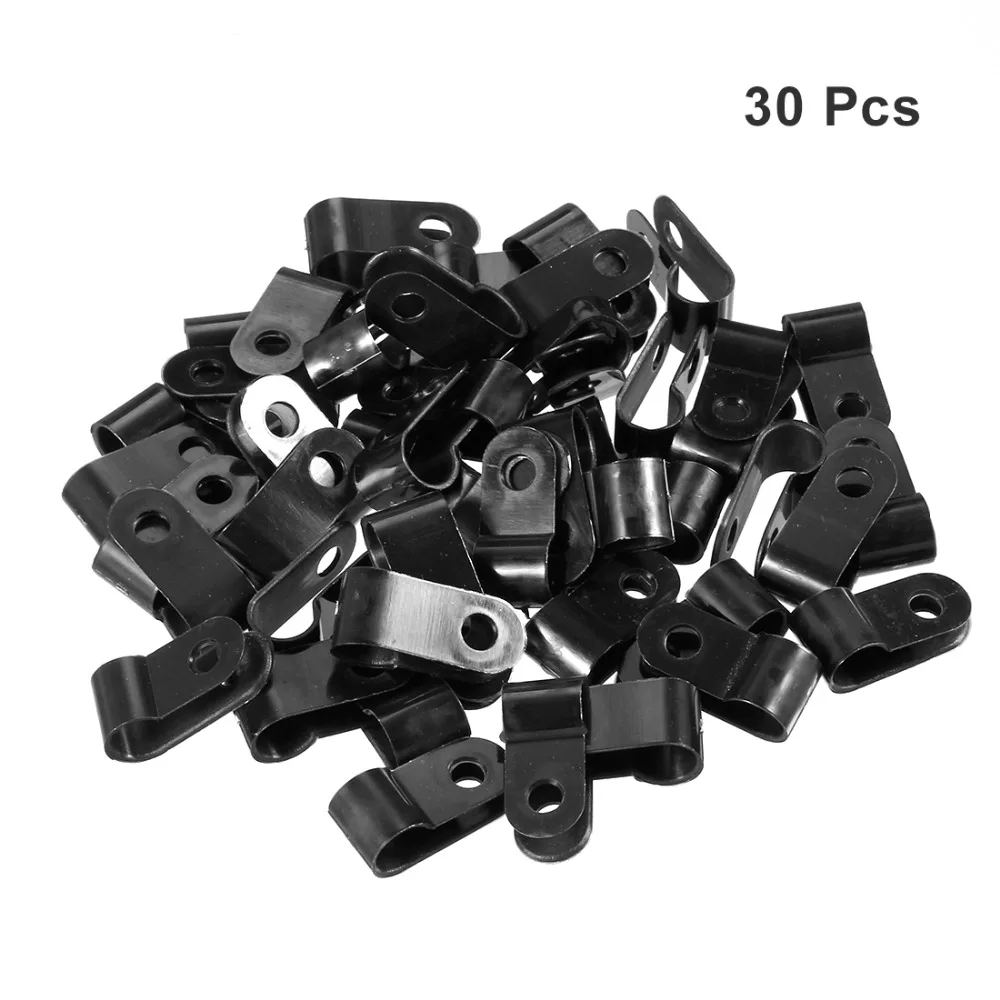 

UXCELL R-Type 30pcs White Black 3.1/6.4/8.4/9.5mm Dia. Wire Hose Tube Nylon Cable Clamp Locking Wiring Organizer Cord Clips