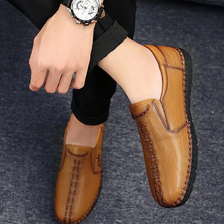 

2018 Spring new leather bean shoes men breathable soft bottom casual comfortable Korean version of the trend men's shoes