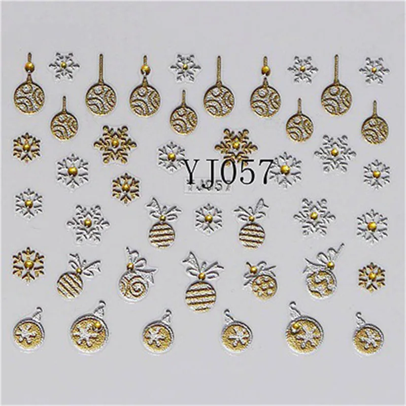 1 шт рождественские наклейки для ногтей 3D золотые и серебряные металлические Снежинка, Рождественские украшения для ногтей 12 видов конструкций - Цвет: 09