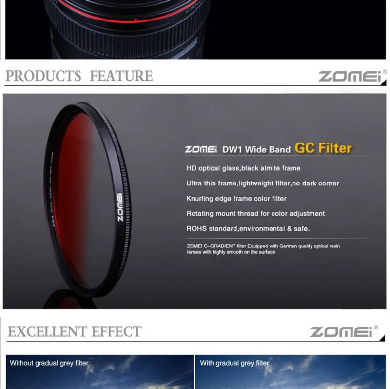 67 мм Zomei ultra Slim Фильтр GND серый и красный цвета оранжевый синий градиентный фильтр нейтральной плотности фильтр для цифровой зеркальной камеры Canon Nikon sony Камера объектив