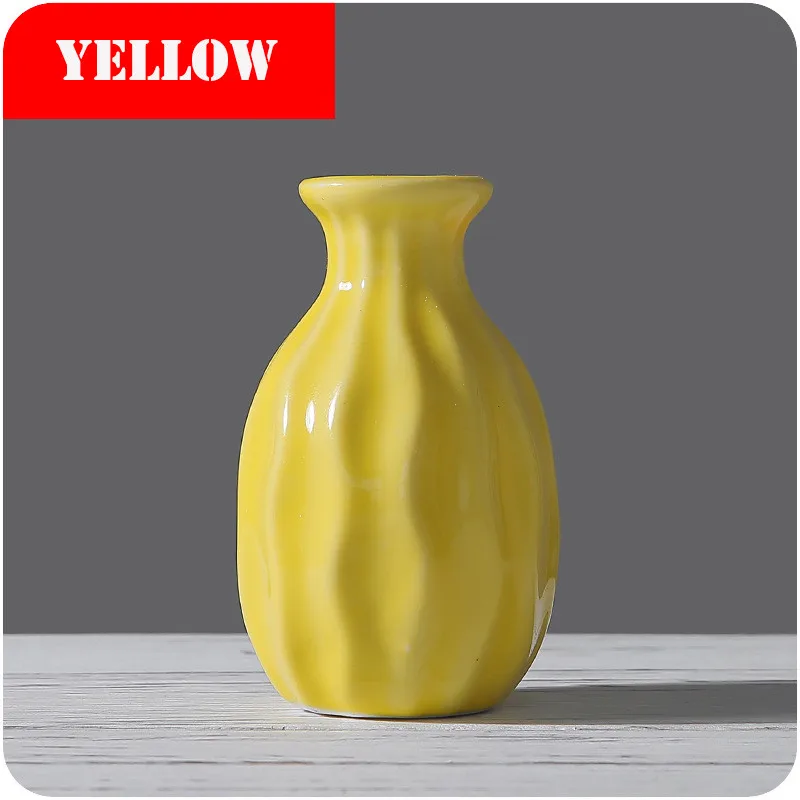 Керамическая ваза башня ваза для дома украшения реквизит для фотосессии модная керамическая бутылка зеленые растения керамические вазы для цветов - Цвет: Цвет: желтый