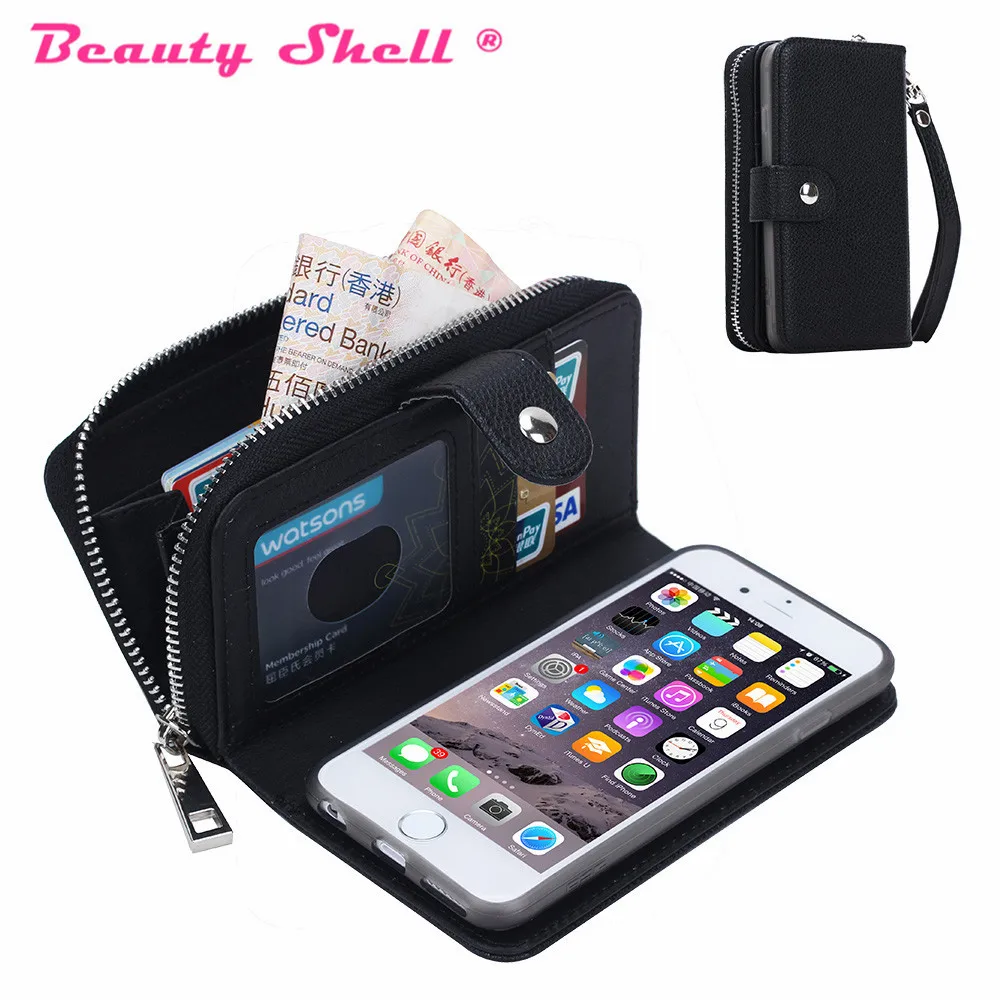 imágenes para Multifunción 5S Extraíble Pu de la Carpeta Para el iphone 6 6 S plus Para iphone7 Casos Bolsa de la Cremallera Del Monedero de Señora Handbag cubierta imágenes para Multifunción 5S Extraíble Pu de la Carpeta Para el iphone 6 6 S plus Para iphone7 Casos Bolsa de la Cremallera Del Monedero de Señora Handbag cubierta