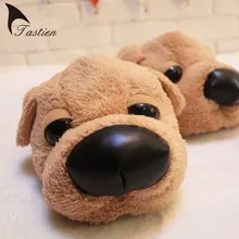 TASTIEN Brand Funny Animal Slippers 2017 Winter Men women Cotton Indoor Warm Dog Minion Slipper Home Plush Shoes Warm Pantufas