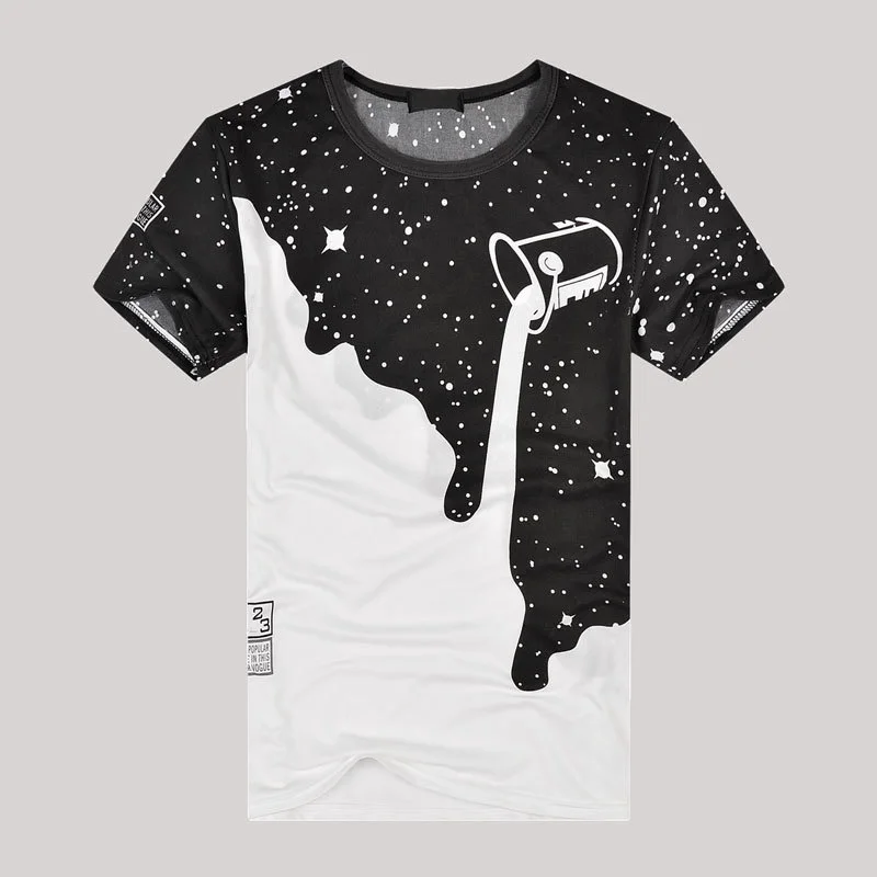 

Men Fashion Summer Milk Poured Pattern Inverted Milk 3D T shirt Printed Short Sleeve Round Neck Slim casual T-shirt hot 2019