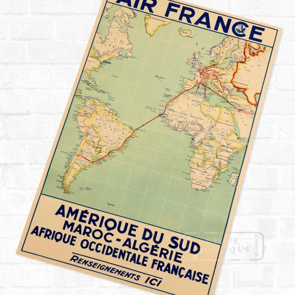 

Air France Routine African Propaganda Vintage Travel Poster Retro Canvas DIY Wall Stickers Art Home Bar Posters Decor Gift