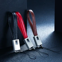 Кожаный брелок USB C кабель Мобильный телефон портативный 20 см мини-кабель передачи данных брелок провод для быстрой зарядки для iphone 7 huawei samsung