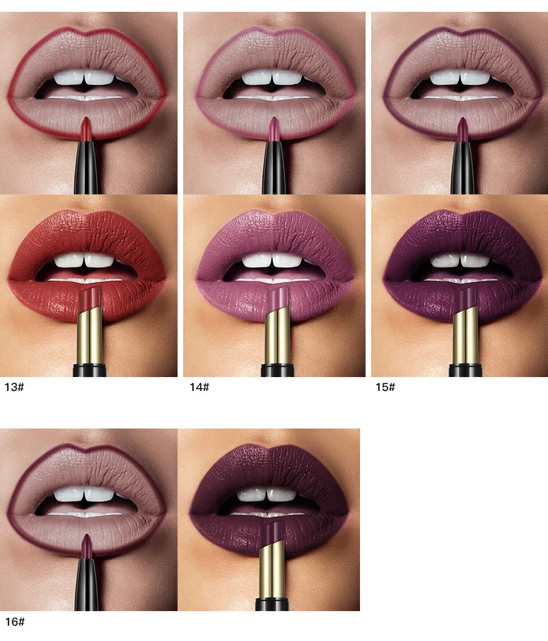 New PUDAIER Brand 16 Color Double Ended Nude Lasting Waterproof Lip Liner And Matte Lipstick Nude Dark Red Lips Liner Pencils (7)