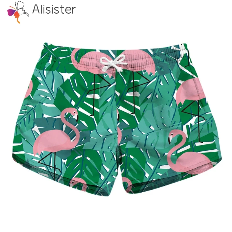 

Summer Women Skull Flamingo Print Shorts Kawaii Elastics Waist Drawstring 2019 Fashion Quick Drying Trunks Shorts Plus Size
