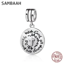 Sambaah 925 Sterling Silver Jesus Hint With God All Things Are Possible Prayer Cross Charm Beads for Pandora DIY Bracelet SS3835 майка all possible