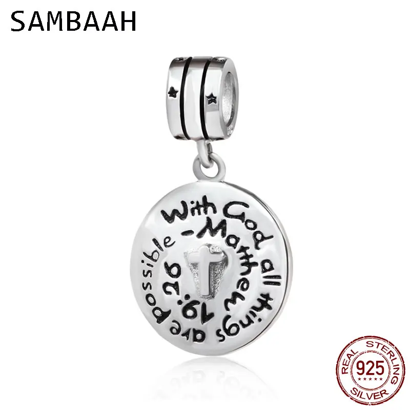 Sambaah 925 Стерлинговое Серебро с Иисусом подсказка Богом все возможные молитвенные