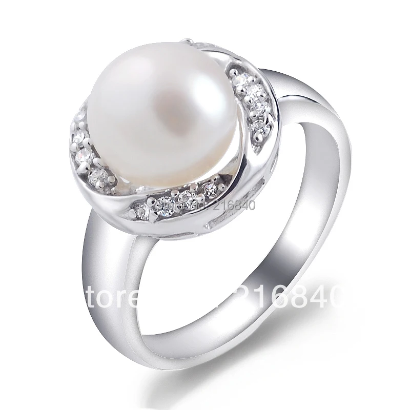 

Free Shipping Princess AAAA Natural Real Pearl Ring In 925 Sterling Silver Top Elegant Woman Lady Birthstone Gift SR0007PL