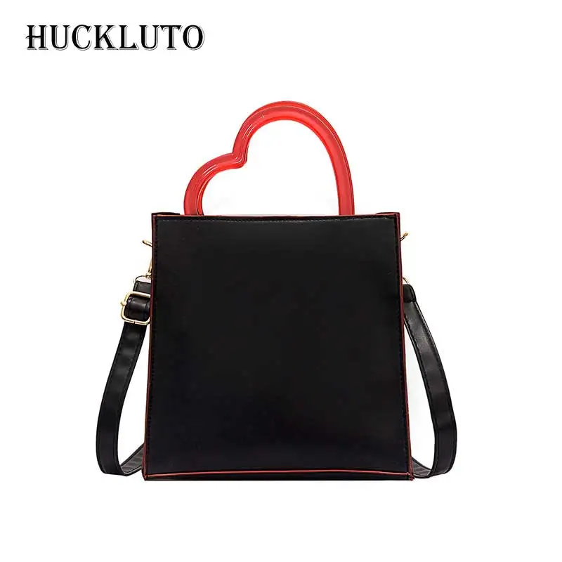 

HuckLuto Brand 2019 New Promotion Sale Korean Fashion Casual Pink Black Love Crossbody Handbag Leather Women's Shoulder Bag