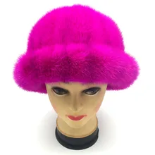 Элегантная женская зимняя Роскошная шапка из натурального меха норки Женская Повседневная натуральная норковая шапка Skullies& Beanies высокого качества