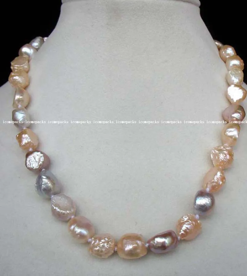 

wholesale unique 8-12mm nature freshwater pearl multicolor baroque necklace 17