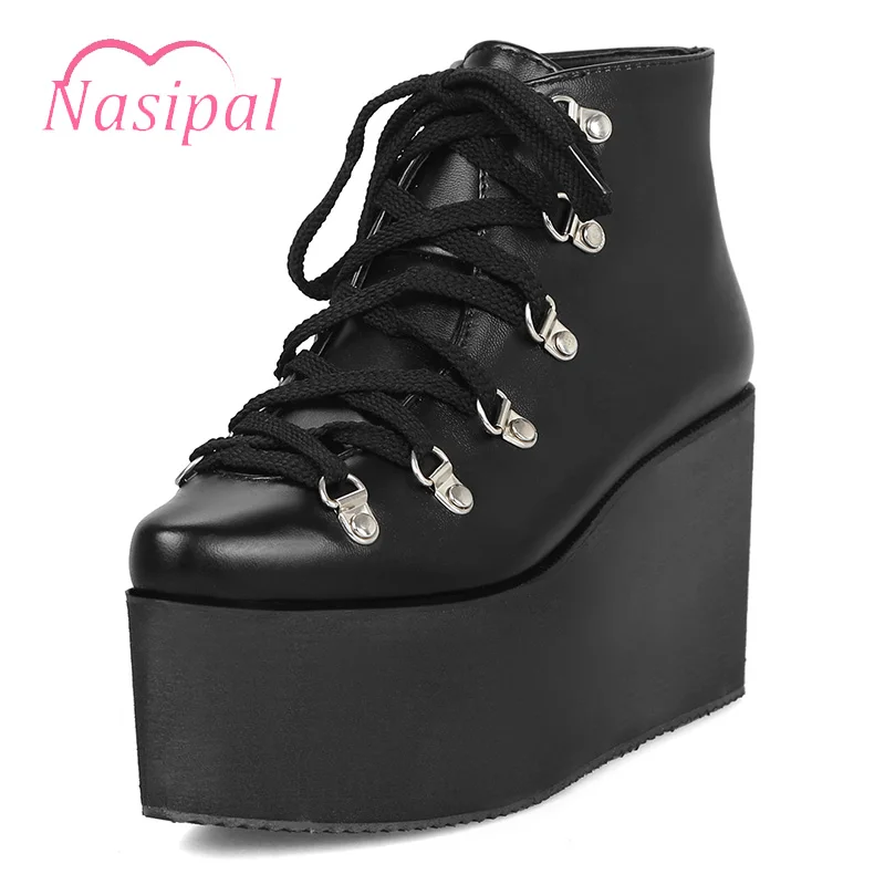 

Nasipal Autumn Japan Harajuku Creepers Boots Women Punk Rock Gothic Thick Platform Muffin Motorcycle Martin Boots Female Shoes