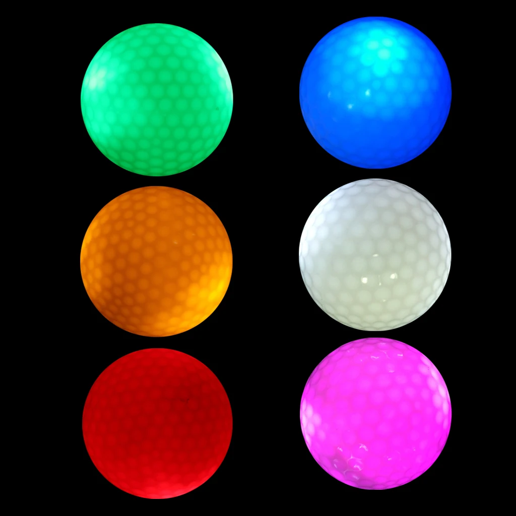 6 Pieces Glow In Dark LED Light Up Golf Ball Official Size Tournament Ball Multi Color Training Golf Practice Balls Gifts
