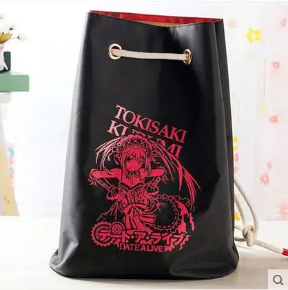 

Freeshipping DATE A LIVE Top Anime Japanese casual backpack Drawstring beam port Cartoo Tokisaki Kurum schoolbag Shoulders bags