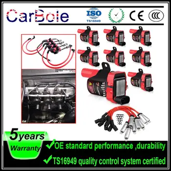 

CarBole 8PCS Round UF262 Ignition Coils+ 8PCS Spark Plug Wires for Chevrolet for GMC 5.3L 6.0L 4.8L C1251 UF-262 Car Accessory