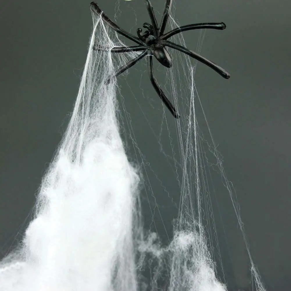 aliexpresscom buy stretchy spider web cobweb with spiders for halloween party decorations white halloween decoration decorations a609 from reliable decor