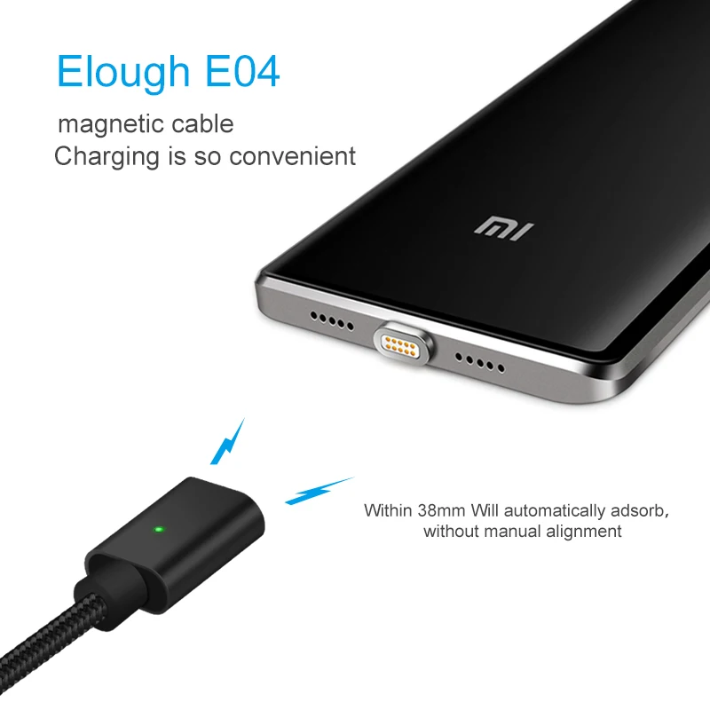 Elough E04 magnética Micro USB de Cable de carga de Cable de datos para Huawei Android Cable usb Micro Cable imán cargo trenzado de alambre