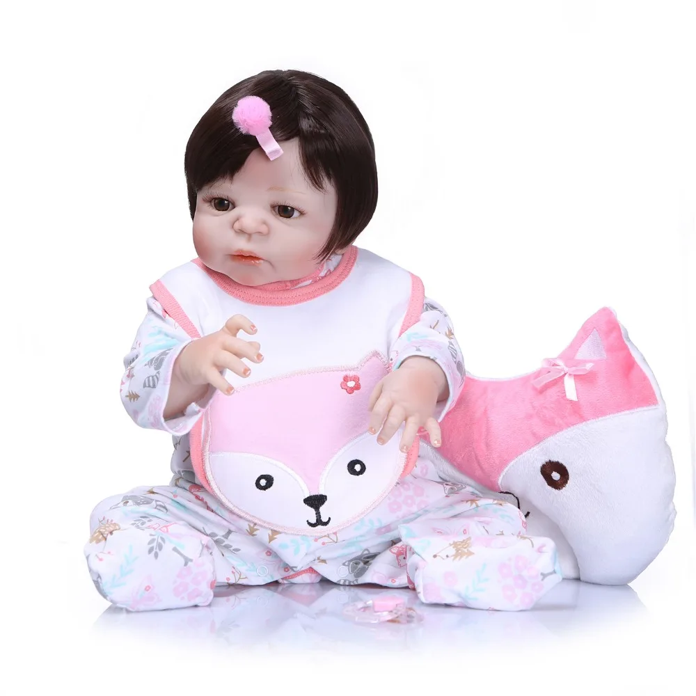 

22'' Lifelike Soft Reborn Baby Dolls Newborn Babies Doll Full Vinyl Silicone Body Doll For Toddler bebe Toy Girls Birthday Gift