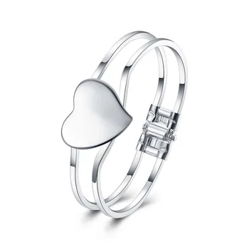 

Open Bangle Fashion Heart Shaped Silver 925 Sterling Silver Bracelet Plated Jewelry Fine Fashion Bead Bracelet Top Quality Pearl