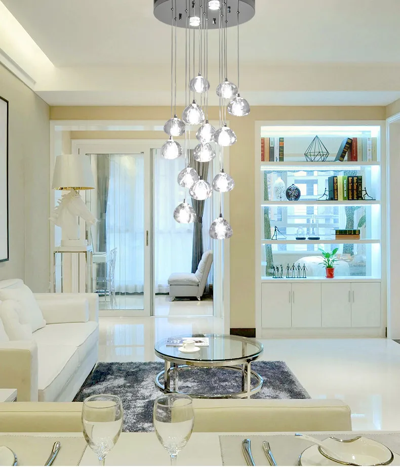 Chuva de Meteoros Lâmpada de Cristal de Luz Pendant Criativo Europeu-estilo Luxo Lâmpadas Led Moderm Vidro Indoor Iluminação Restaurante 6 Chuva de meteoros Lâmpada de Cristal de