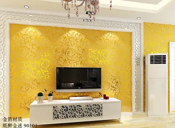 

Free Shipping Luxury gold wallpaper short thickened wallpaper living room TV background wall custom mural stereo wallpaper