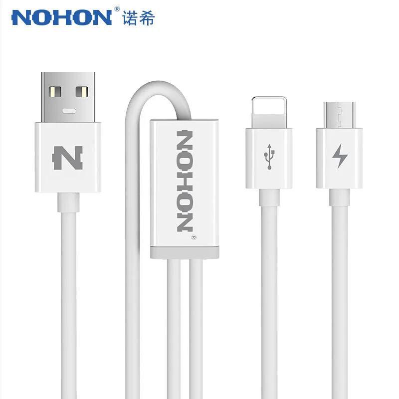 NOHON 2 в 1 USB кабель 8Pin type C Micro для iPhone 7 6 6S Plus iPad iPod для samsung lenovo Nokia LG Android USB провод - Цвет: For 8Pin add Micro