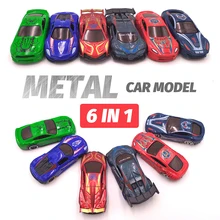 6 в 1 металлическая литая модель игрушечного автомобиля (6 шт.)