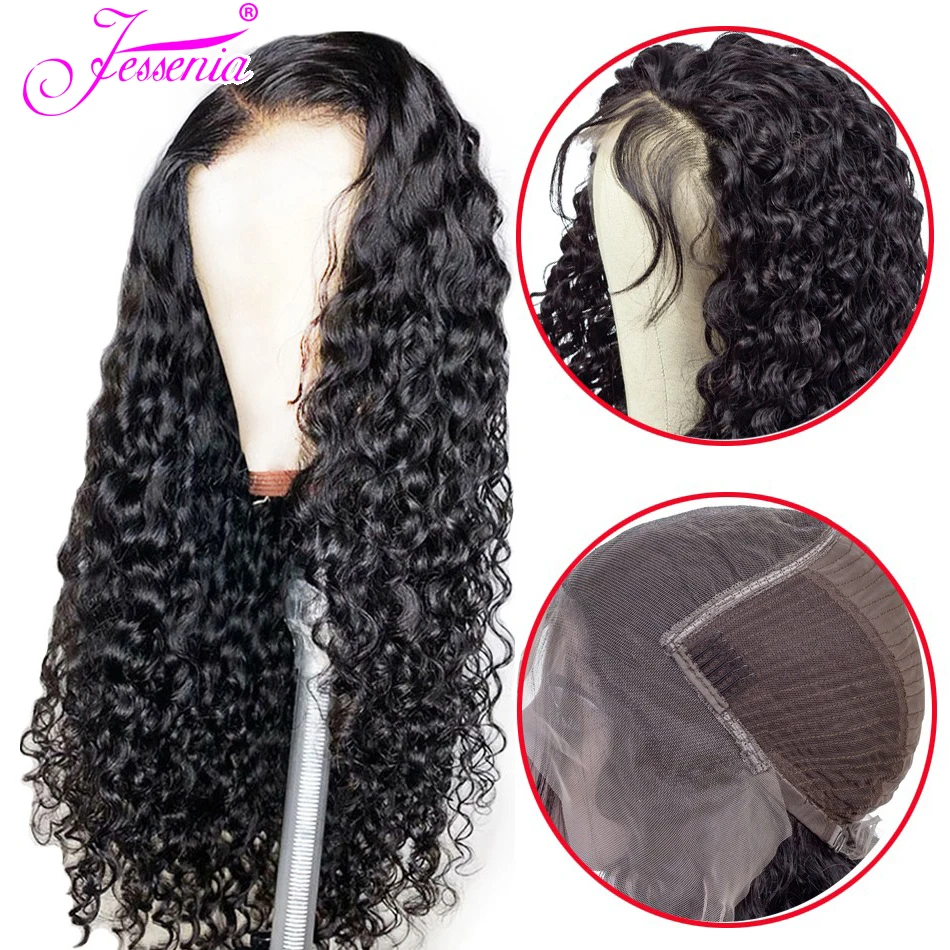 Water Wave 13*4 Lace Front Human Hair Wigs Pre Plucked Brazilian Human Hair Wigs 150% Density Remy Natural Color