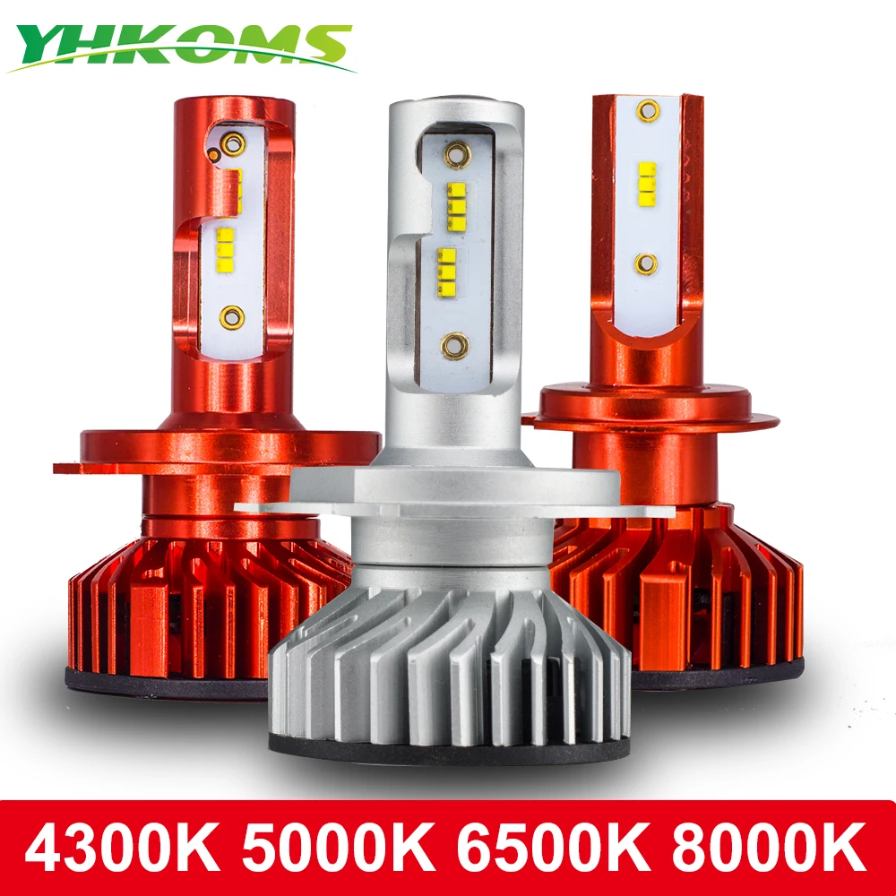 YHKOMS Mini Canbus H4 H7 H1 H3 H11 LED H8 H9 9005 9006 880 881 светодиодные лампы 4300K 5000K 6500K 8000K Авто
