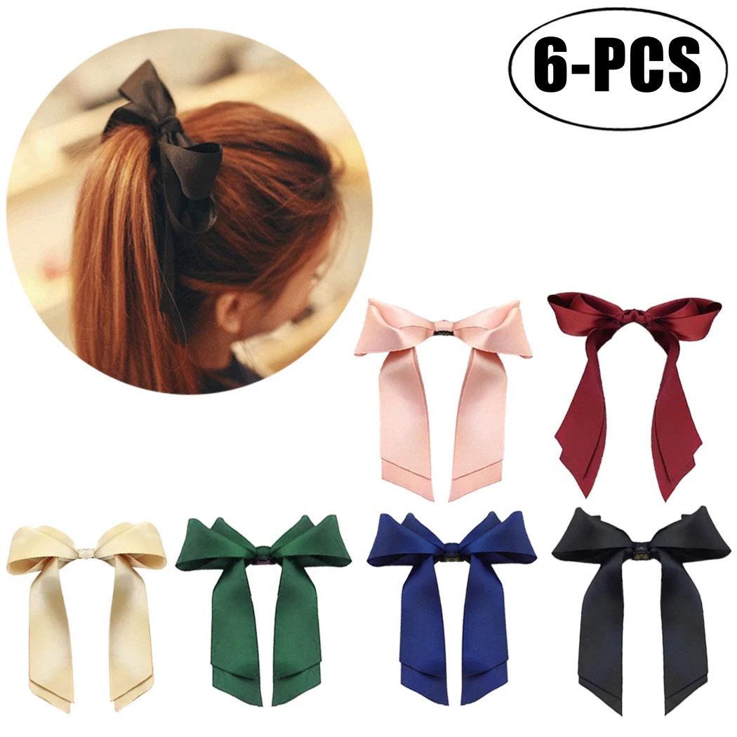 

Women Bowknot Rubber Bands Tiara Satin Ribbon Bow Hair Band Rope Scrunchie Ponytail Holder Elastic Gum for Hair Accessories