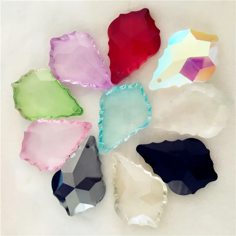 

63mm 76mm Colorful Crystal Chandelier Hanging Pendant Crystal Glass Maple Leaf Pendants Feng Shui Prisms Sun Catcher Ornaments