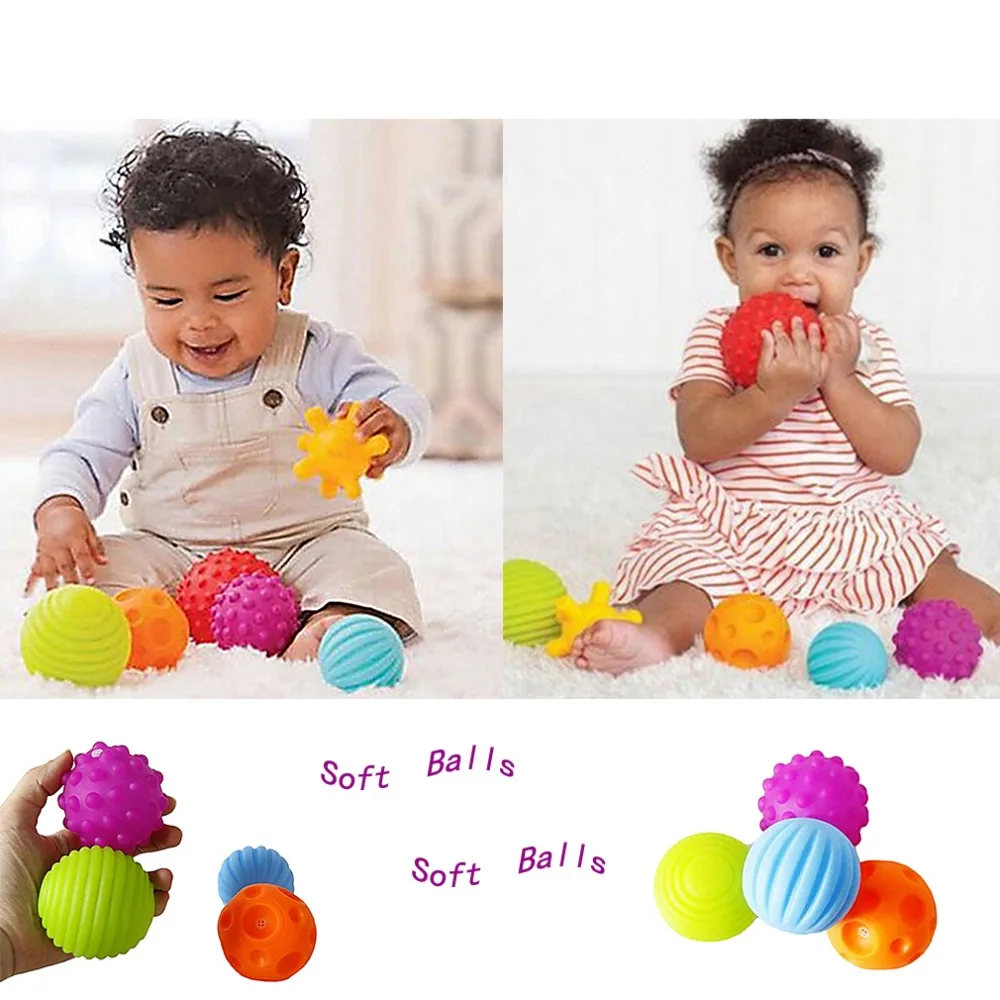 4pcs/set Baby Toys Soft Touch Hand Catch Ball Massage Grip Handle