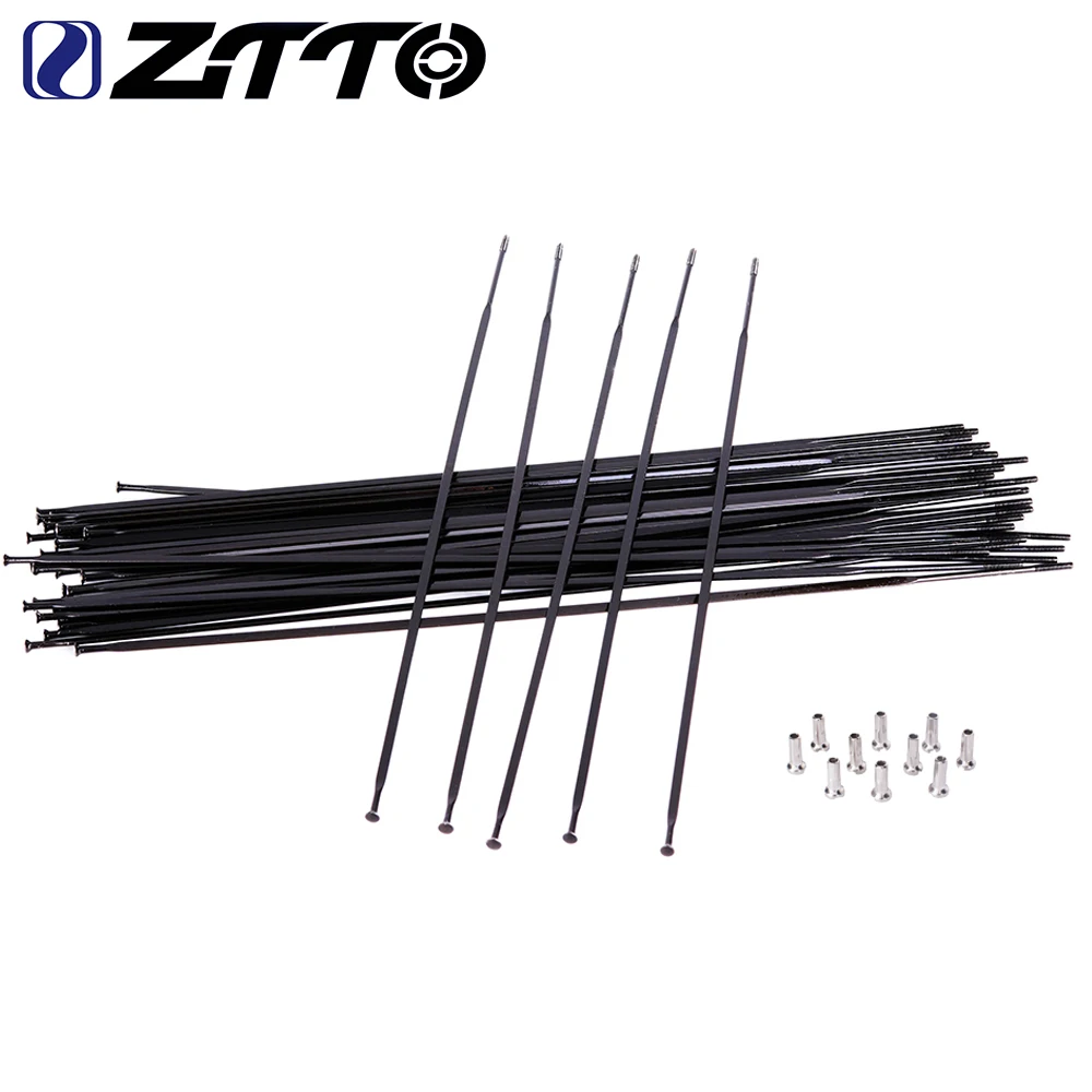 ZTTO 12pcs Aero MTB Bike Road Bicycle Straight Pull Spokes with Nipples for CR CROSSRIDE AK AKSIUM 26 650B 27.5 29 700C Wheels