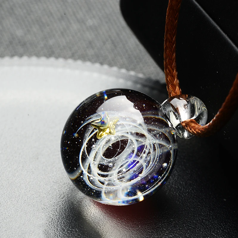 BOEYCJR Вселенная Звезда Луна стеклянный шарик планеты кулон ожерелье галактика Веревка Цепь Солнечная система дизайн ожерелье для женщин