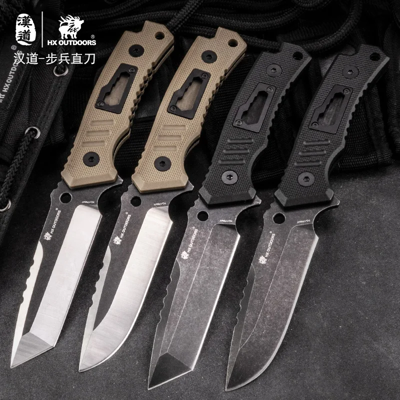 

HX OUTDOORS Infantry Camping Knife ,High Hardness Straight Knives Hunting Rescue tool Essential tools for self-defense Favorites