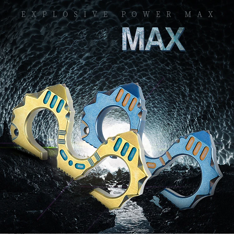 

New Arrival Titanium Seahorse Katar Self-defense Tools Window Broken EDC Survival Ring Multi Tool Keychian
