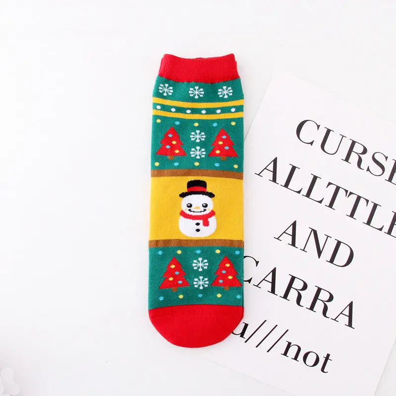 Emmaaby/ г. Новые модные мягкие хлопковые теплые носки унисекс с Санта-Клаусом для девочек и женщин Рождественский подарок - Цвет: Snowman