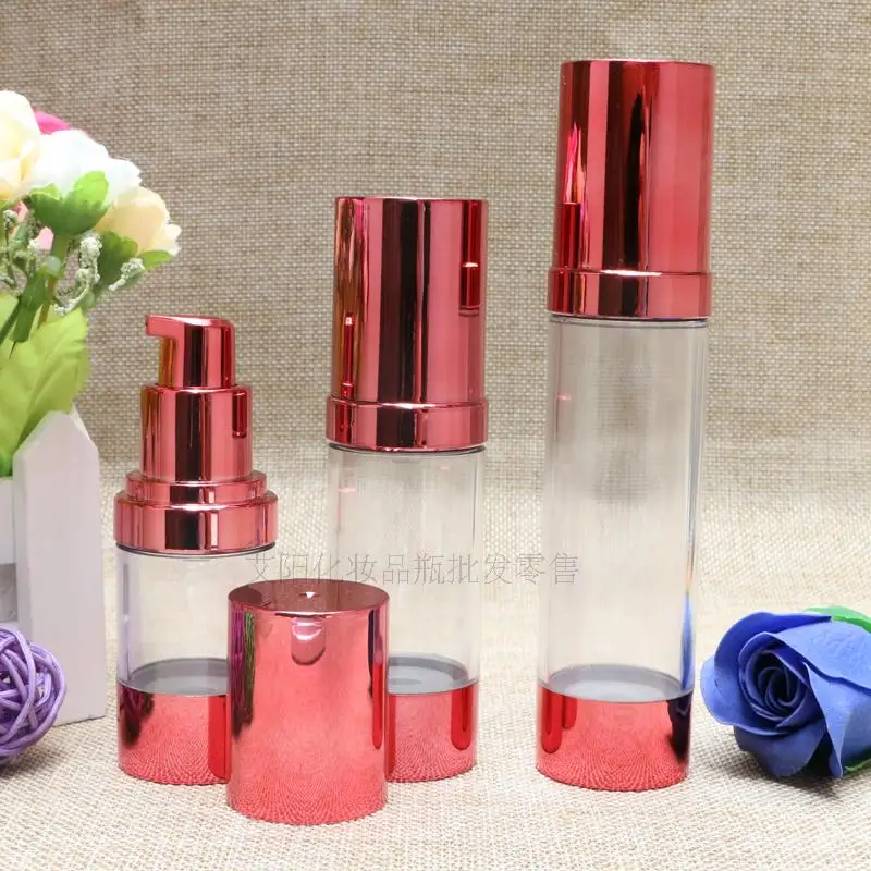 Free shipping 10pcs/lot 15ml 30ml 50ml Plastic airless bottleRose Red Empty Clear Cosmetic Containers Lotion Refillable Bottles | Красота и