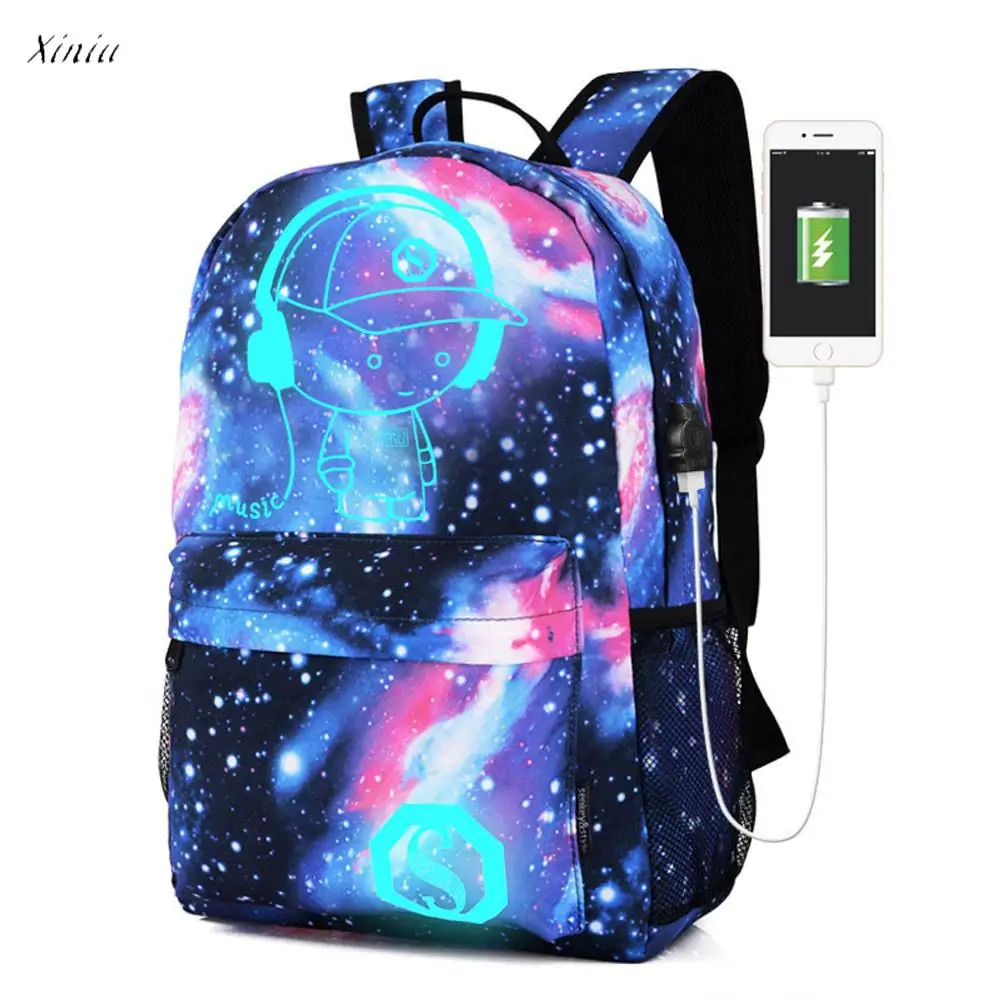 

Galaxy School Bag Women Backpack Collection Canvas USB Charger High Quality Youth Backpacks for Teenage Girls Bagpack mochila