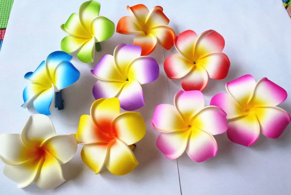 100 New fashion mixed color Fabulous Hawaii Plumeria flowers Foam