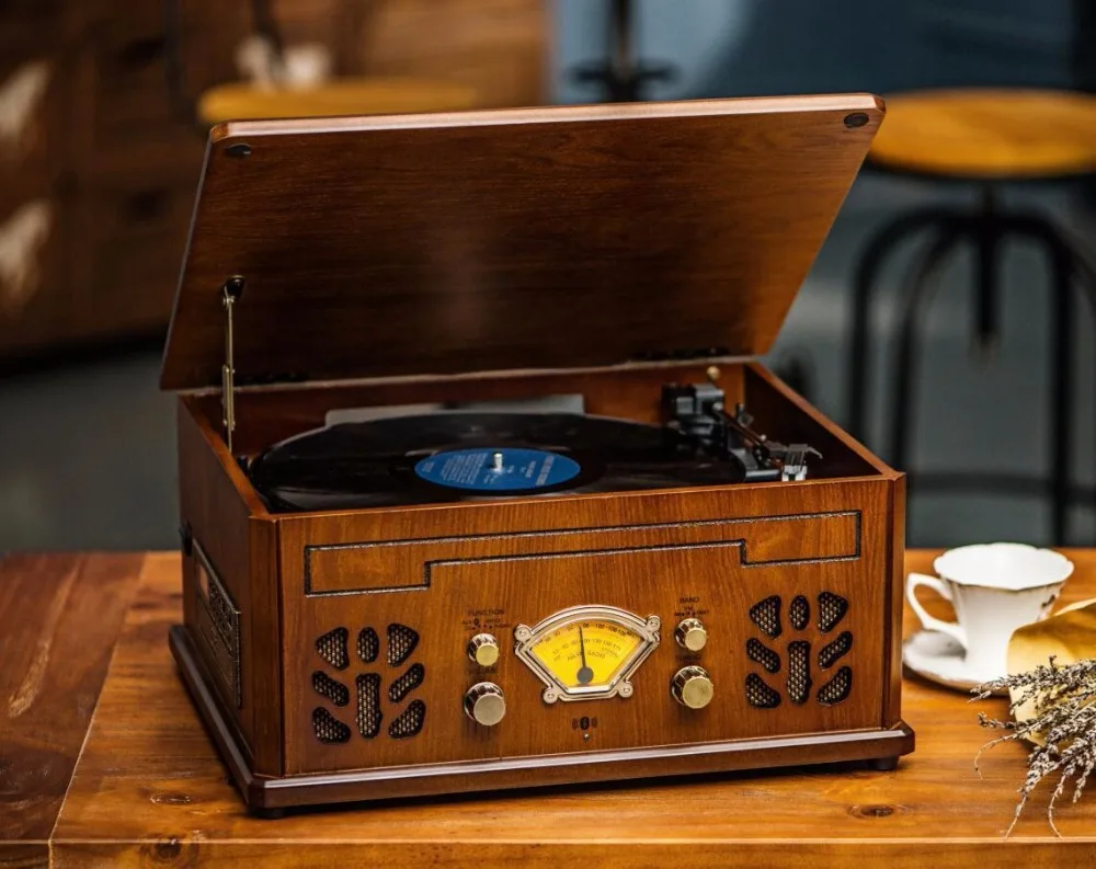 

2018 Latest Nobsound HiFi Plattenspieler Turntable Record Player CD Support U-disk With FM Radio AUX USB Bluetooth