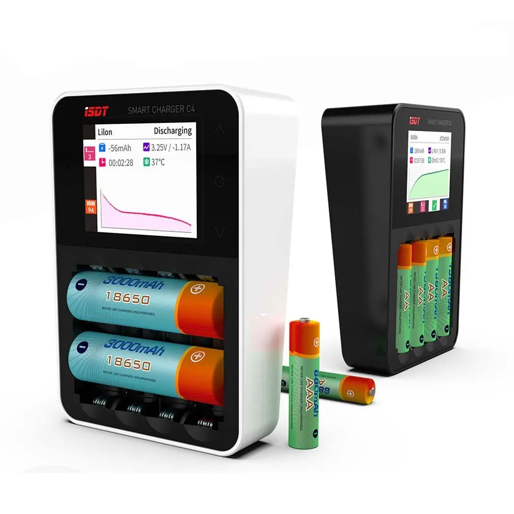 

ISDT C4 8A Touch Screen Smart Battery Charger with USB Output for 18650 26650 AA AAA Battery with IPS Display Screen