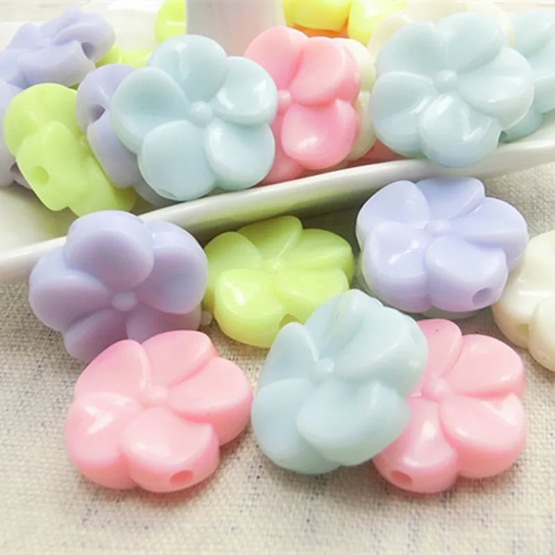 

2017 HOT Mixed Colors Flower Acrylic Loose Beads DIY Spring Candy Color Necklace Jewelry bracelet Making Accessories 20pcs M-25