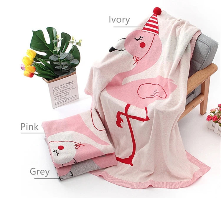 80X100 см мягкий Хлопковый вязаный розовый Фламинго детское одеяло для малышей тонкий летний чехол с ночным мотивом детский задний коврик для