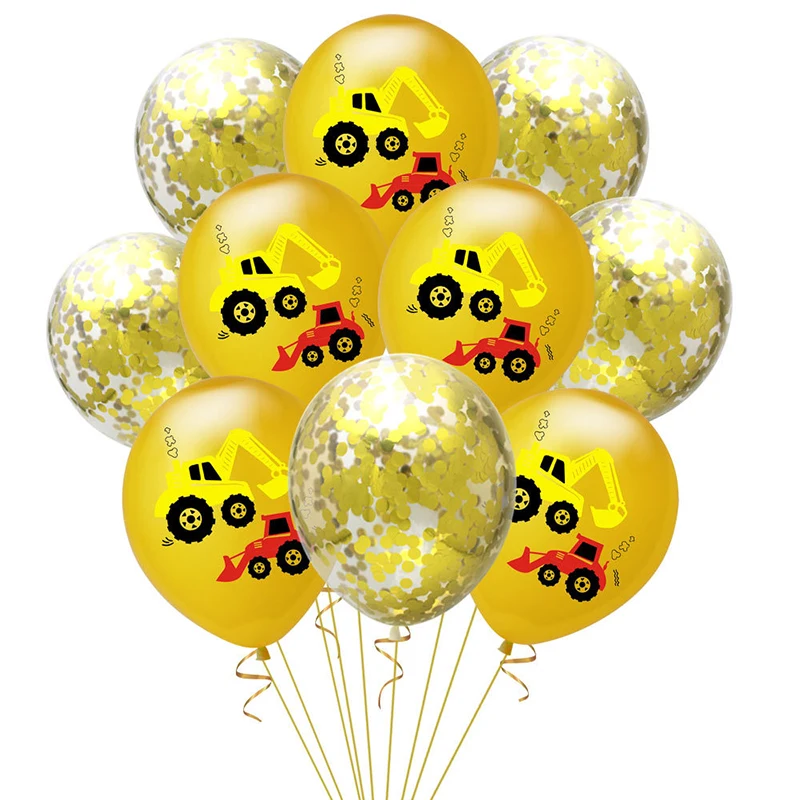 10Pcs Vehicle Excavator Theme Car Latex Balloon Birthday Decoration Confetti Latex Balloons Party Supplies Baby Shower