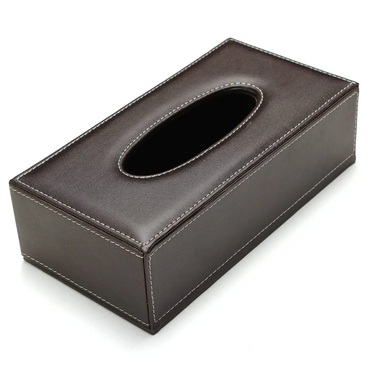 

Portable Leather Rectangular Tissue Cover Box Holders Case Pumping Paper Hotel Home Car Gift Brown